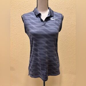 Nike Dri Fit Women's Black and Gray Sleeveless Golf Polo